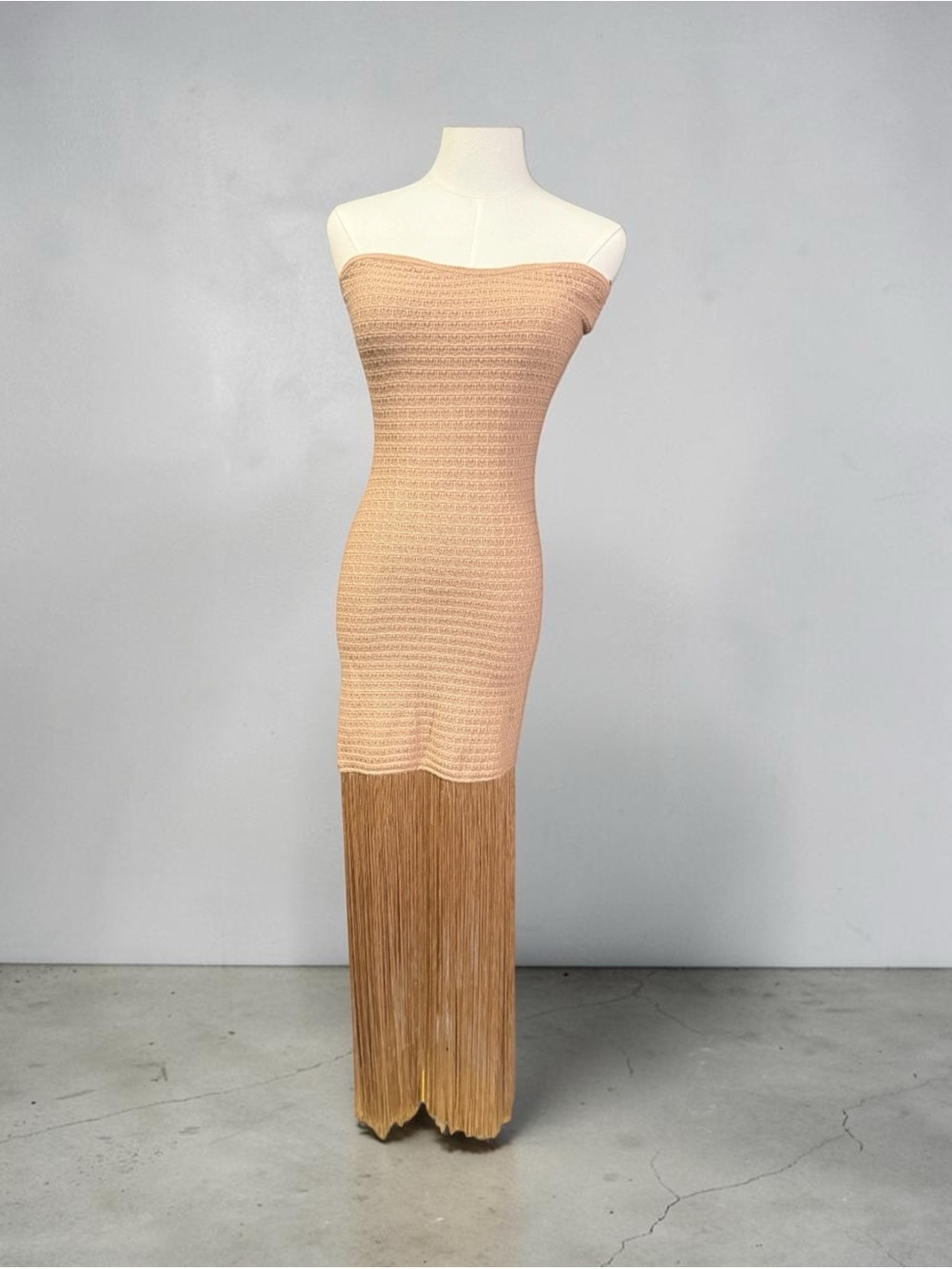 GALITA Fashion Camel Fringe Maxi Dress – Size Small